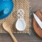Home Basics Lattice Collection Cast Iron Spoon Rest, White